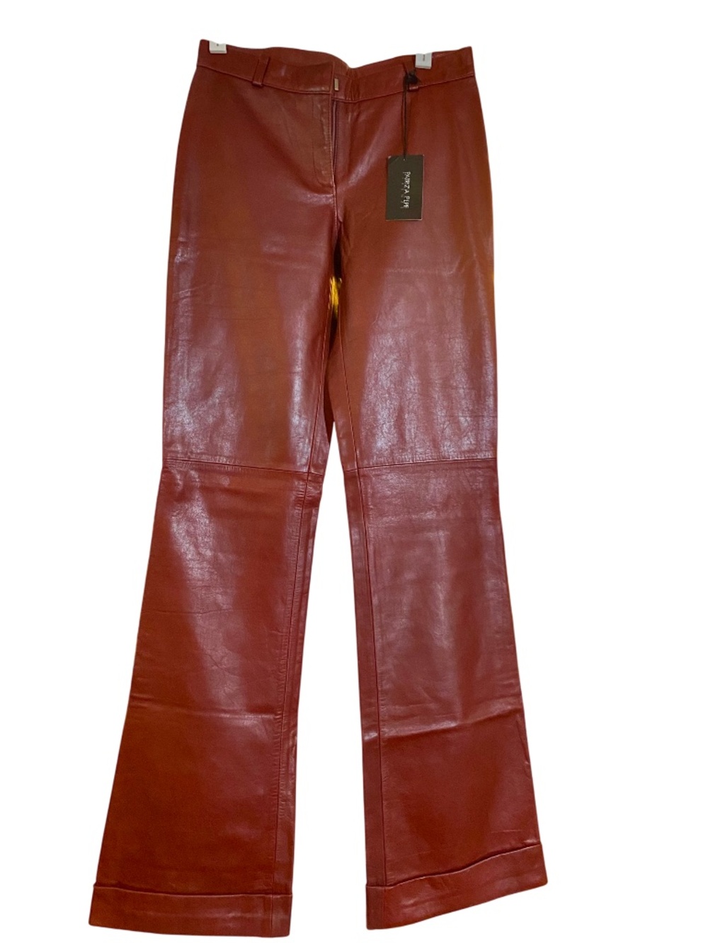 NEW Vintage Patrizia Pepe Burgundy Real Leather Straight Leg Pants Sz. US 2